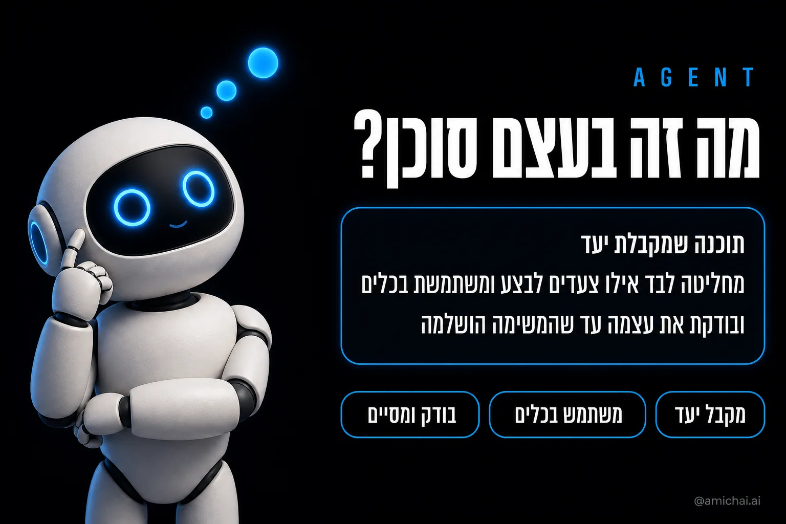 שקופית מה זה בעצם סוכן עם הגדרה ושלושה תגים