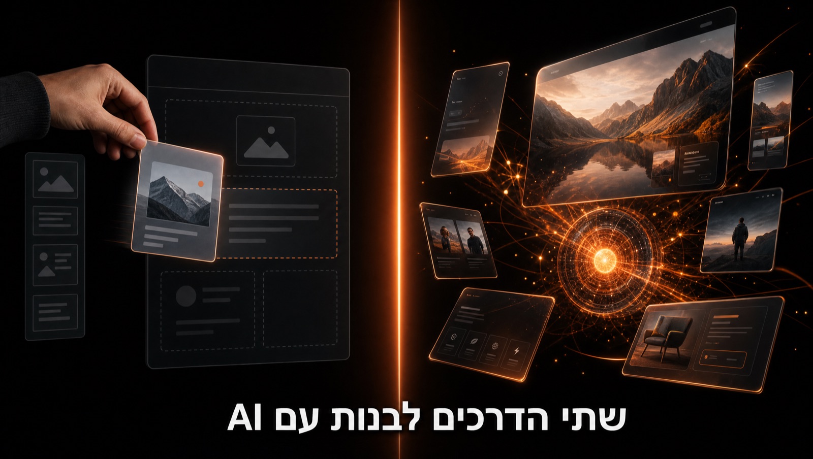 שתי הדרכים לבנות אתר עם AI · בונה אתרים מבוסס תבניות מול סוכן AI